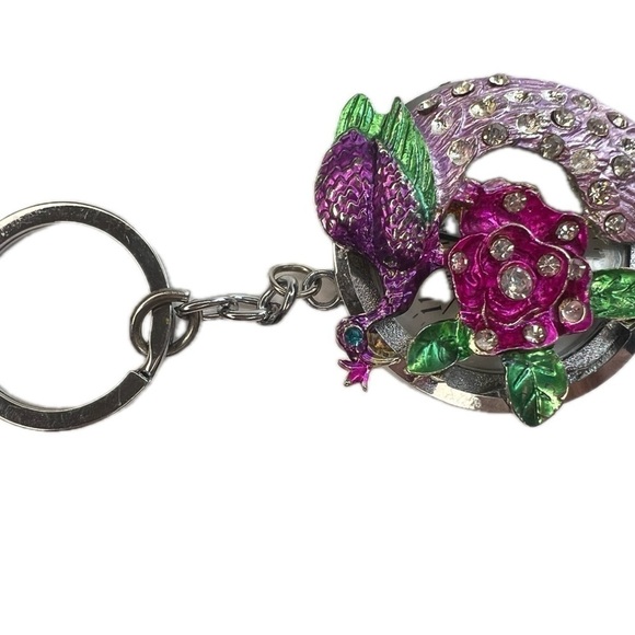 Strada Peacock Vintage Crystal Pocket Watch Key Chain Charm Japan Keychain - Picture 7 of 9